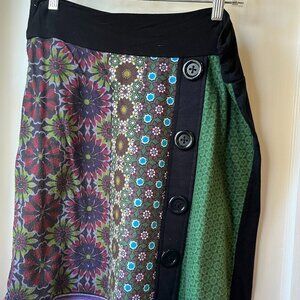 Za Zen Women's Patchwork Multicolor Knit Skirt Size M